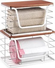 2 Pack Stackable Storage Bins with Lids, Stainless Steel Extra Large Trash Bag