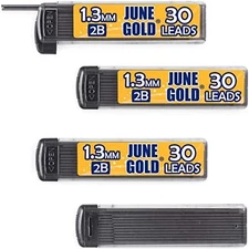 June Gold 120pcs 2B Lead Refills, 4 Dispensers