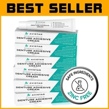 6-Pack Mint Flavor Denture Adhesive Cream - 12 Hour Hold, Zinc-Free Solution