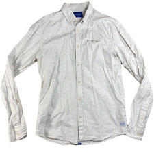 Scotch  Soda Amsterdam Shirt Cream Heather Long Sleeve 100 Cotton Button Up M