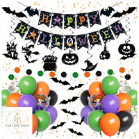 Halloween Deko Set Innen Orange Schwarz Lila FüR Halloween Party 35 StüCk