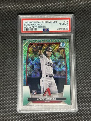 Corbin Carroll 2023 Bowman Chrome Mega Box #73 Aqua Refractor /225 RC PSA 10 💎