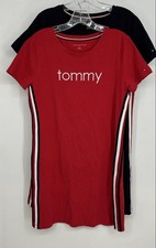 Tommy Hilfiger Womens Red Black Short Sleeve T-Shirt Dress Size Small Lot Of 2