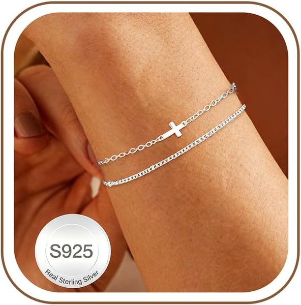 925 Silber Armband Hypoallergen Gold Layered Doppel Einstellbar Damen MäDchen-image