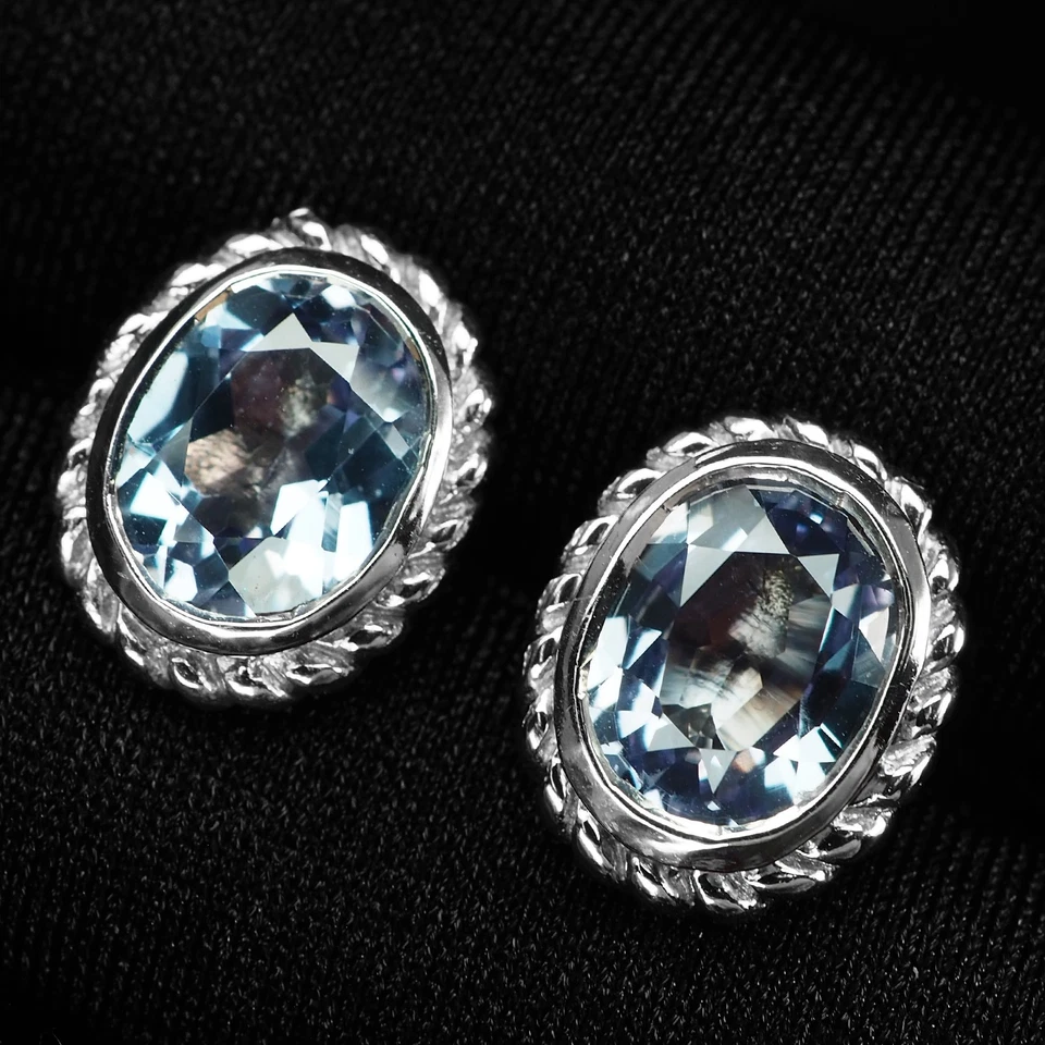 闪闪发光变色亚历山大石 5.20 克拉 925 纯银手工耳环 — 第 2/4 张图片