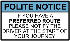 Preferred Route Taxi Warning Sign Self Adhesive Warning Vinyl Sticker
