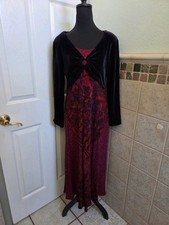 Carole Little Red Dark Purple Velvet Top Maxi Dress Whimsigoth Fairy Artsy 10