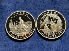 CANADA Cornelius Krieghoff, 200e anniversaire, SET OF 2 SILVER 5$ 2015