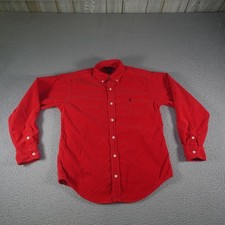 Ralph Lauren Shirt Boys Large 16/18 Red Corduroy Button Down Long Sleeve Pony