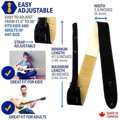 Stylish Black Guitar Strap - Compatible with Button Locks