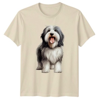 Bearded Collie Hund Tiere Herren T-Shirt Damen Tee Grafik Unisex Oberteil -a