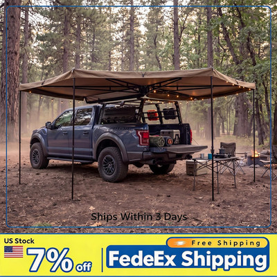 270° Vehicle Awning Rooftop SUV Truck 81SqFt UPF50+ Waterproof Ripstop Shelter