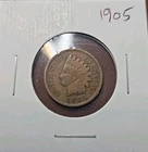 Antique 1905 Indian Head Penny Cent American Copper Coin Headress Indian