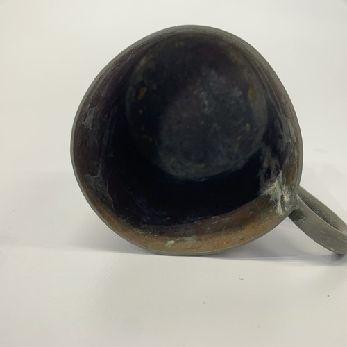 primitive rustic Bronze Copper measuring cups with handles lg 2.5”x2.5 sm 2x1.75 - Picture 9 of 11