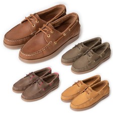 Ladies Leather Deck Shoes Womens Flat Boat Shoe Loafer Moccasin 4 Colours