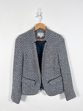 Helene Berman Jacket Womens Medium Blue White Boucle Tweed Blazer Smart Work