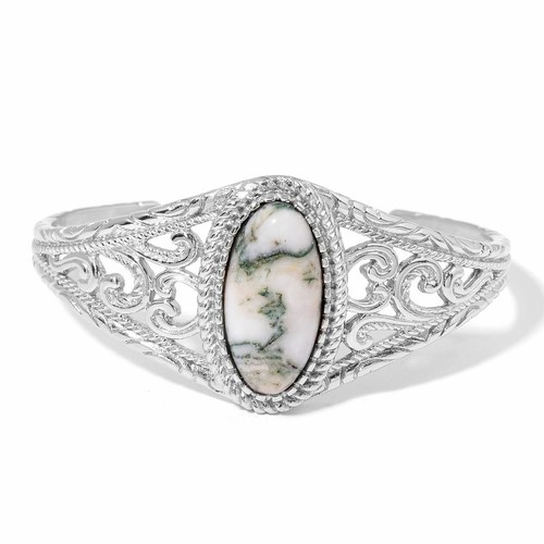 DENDRITIC AGATE 20 CTS, STAINLESS STEEL CUFF BRACELET 7.5 IN. - Imagen 1 de 3