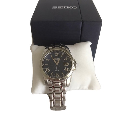 Seiko Le Grand Sport Solar Men Watch Stainless Steel Blue Dial SNE395 - Picture 2 of 7