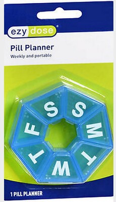 Pill Holder 7 Sided Circular - Snap Close EZY DOSE - color may vary **** 67009