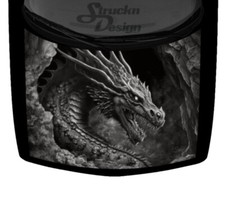 Grayscale Curved Dragon Scaled Sharp Hood Wrap Vinyl Graphic Decal 58