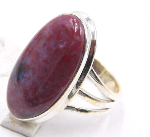 7.6 GM 925 Plata de Ley Natural Rodonita Colgante Piedra Anillo Fino 7" US - Imagen 2 de 4