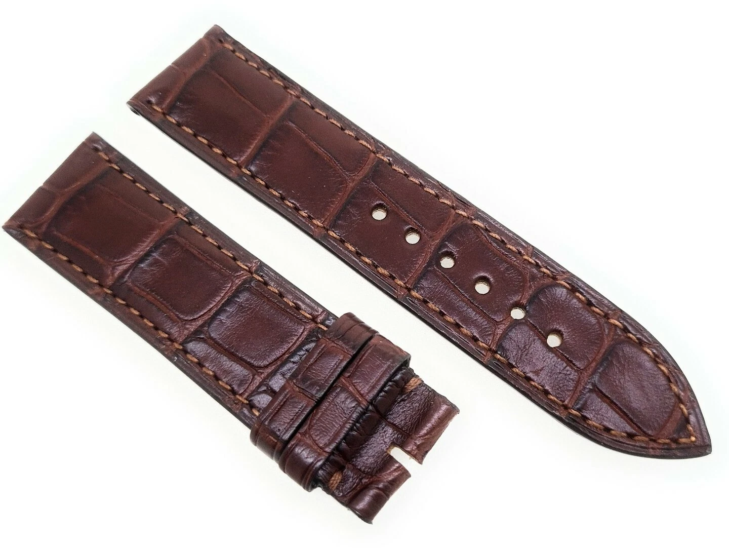 bracelet de montre fin Gucci XS court 19 mm marron véritable croco alligator / 96