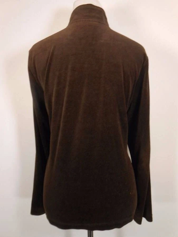 Beautiful Women's Medium Sag Harbor Brown Long Sleeve Zipper Fleece Jacket - Image 4 of 4