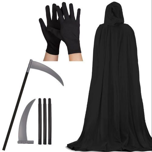 Adult Grim Reaper Costume Phantom of Darkness Death Reaper Halloween Fancy Dress - Picture 13 of 16