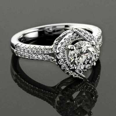 Round Cut 2.45Ct Diamond White Gold Finish Engagement Ring Simulated in Size 6