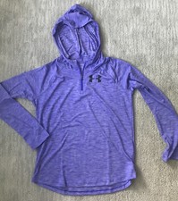 New w/ Tags UNDER ARMOUR Girls Youth XL Tech 1/4 Zip Purple Hoodie FREE SHIP