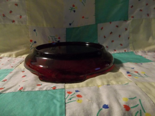 Anchor Hocking ruby red punch bowl base/stand--round, 6.75" diameter bottom, 6"