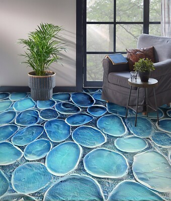 3D Blue Stone 1076 Floor WallPaper Murals Wall Print Decal AU Zoe