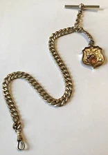 VICTORIAN GOLD FILLED POCKET WATCH CHAIN WITH FOB WA2