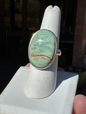 Top Grade Mint Green Australian Variscite Lg Oval -Sterling Silver Ring, sz 7