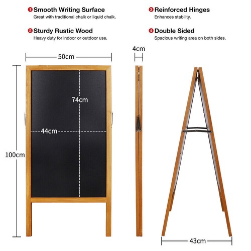 Heavy Rustic Large Wood A-Frame Magnetic LED Chalkboard Blackboard Wedding Cafe - Picture 45 of 45