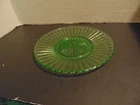 1 VTG HAZEL ATLAS RIBBON GREEN Uranium Depression Glass 8" Luncheon Plate