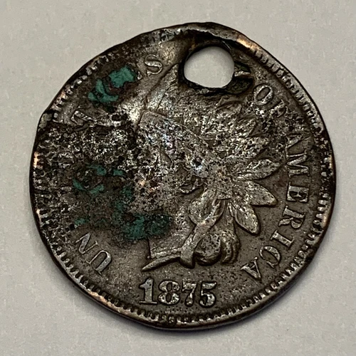 1875 Indian Head Cent Penny Coin  FREE SHIPPING