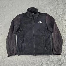 The North Face Jacket Womens Size Medium Black Fuzzy Fleece Full Zip Mock Neck