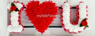 MYSILKFLOWERS LTD Artificial Silk Funeral Flower I Love You Heart Silk Tribute MUM DAD NAN