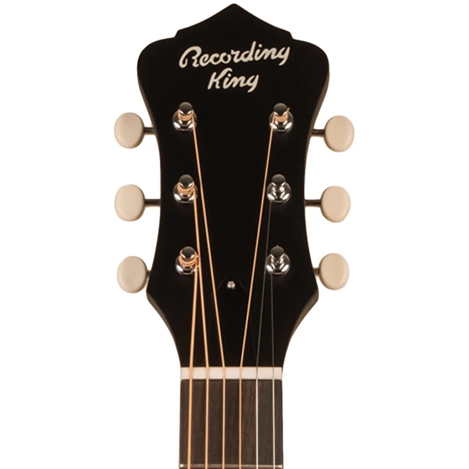 Guitarra acústica Recording King RPS-7-MBK Dirty años 30 single 0 salón, negra Foto 3 de 3
