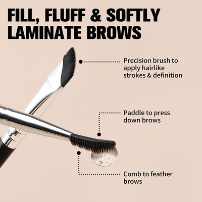 Dual-Ended Precision Eyebrow Brush and Comb for Eyeliner Lining Sculpting Bro...