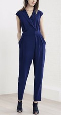 Karen Millen Crepe Tailored Jumpsuit. Navy. US2/UK6.