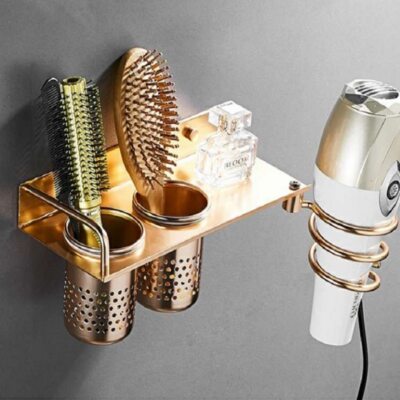 Punch-free Wall Mounted Hair Dryer Storage Basket Comb Curling - Main Image