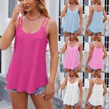 Womens Strappy Camisole T Shirts Blouse Tops Sleeveless Tank Vest Plus Size US