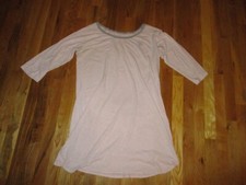 Ladies Victoria's Secret Pink Gray Trim 3/4 Sleeves Sleep Nightshirt Size L