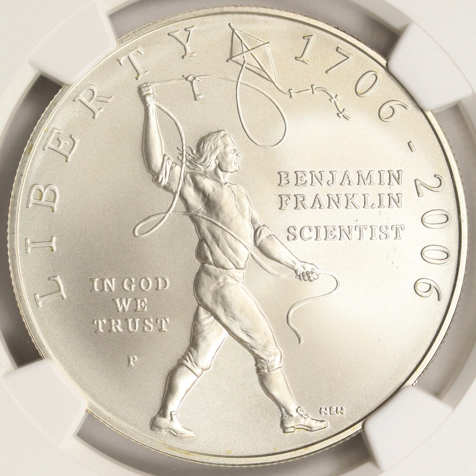 2006-P Benjamin Franklin Scientist $1 Commemorative Silver Dollar NGC MS69 - Image 3 of 4