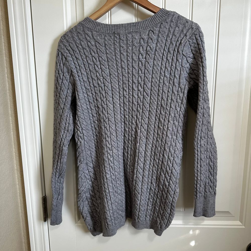 Evolution Gray Cable Knit Asymmetrical Sweater Mo… - image 5