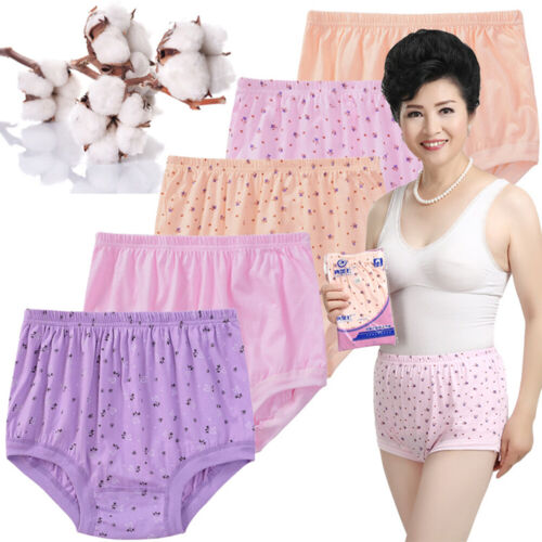 High Waist Cotton Panties Floral High-Rise Underwear Women Loose-fit Briefs Soft - Picture 5 of 16