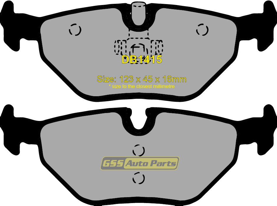 Rear General Purpose Brake Pads DB1415GP DB1415 with small clips on the