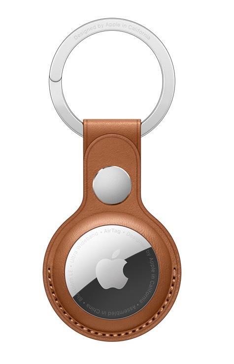 Genuine / Official Apple AirTag Leather Key Ring - Saddle Brown 